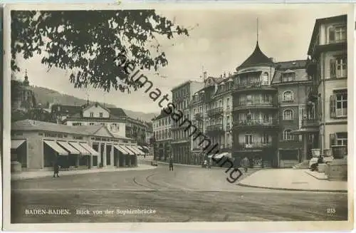 Baden-Baden - Blick von der Sophien-Brücke - Foto-Ansichtskarte