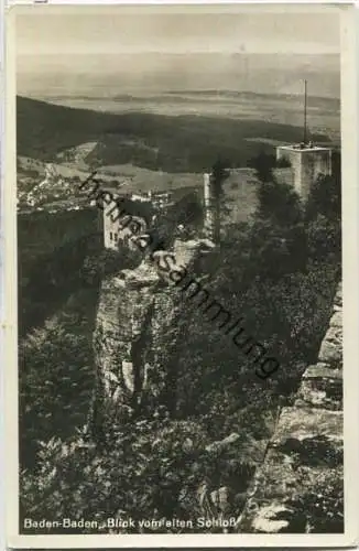 Baden-Baden - Blick vom alten Schloß - Foto-Ansichtskarte