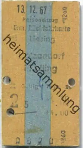 Fahrkarte - Meidling 2 - Mödling 1967