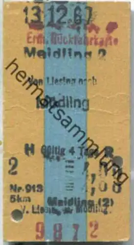 Fahrkarte - Meidling 2 - Mödling 1967