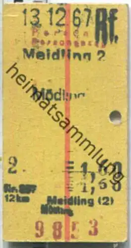 Fahrkarte - Meidling 2 - Mödling 1967