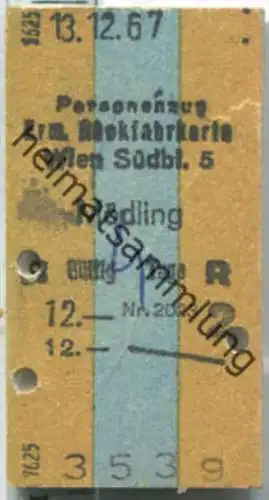 Fahrkarte - Wien Südbhf. 5 - Mödling 1967