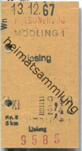 Fahrkarte - Mödling 1 - Liesing 1967