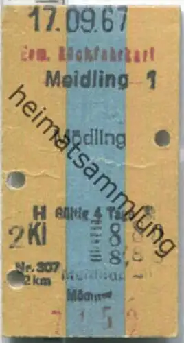 Fahrkarte - Mödling - Meidling 1967