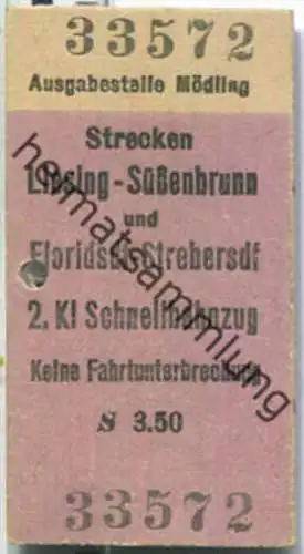 Fahrkarte - Mödling - Strecke Liesing-Süßenbrunn