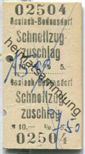 Fahrkarte - Ossiach-Bodensdorf - Schnellzugzuschlag 14-09-1967