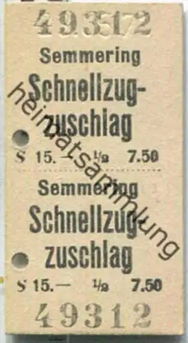 Fahrkarte - Semmering - Schnellzugzuschlag 23-05-1971