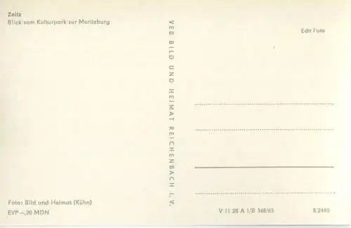 Zeitz - Blick vom Kulturpark zur Moritzburg - Foto-AK 60er Jahre - Verlag VEB Bild und Heimat Reichenbach