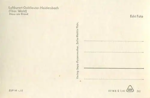 Goldlauter-Heidersbach - Haus am Brand - Foto-AK - Verlag Sepp Portenreuther Zella-Mehlis