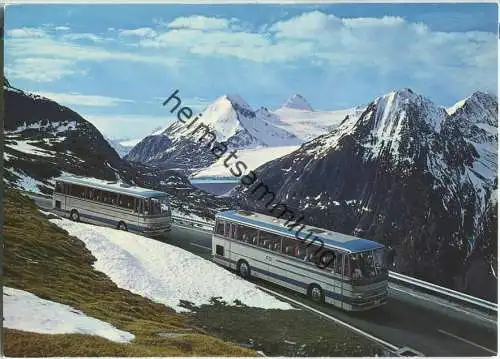 Nufenenpass - Bus - Liniencars der Furka-Oberalp-Bahn - Ansichtskarte Großformat