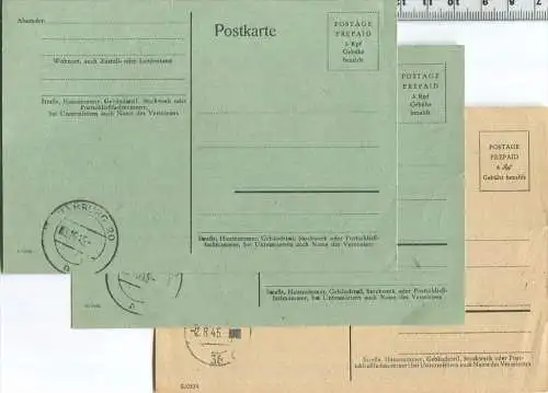 Drei Postkarten mit Ausgabenstempeln Hamburg 1945 - ungebraucht