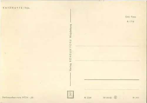 Katzhütte - Foto-AK Grossformat 60er Jahre - Verlag Konsum Foku Magdeburg