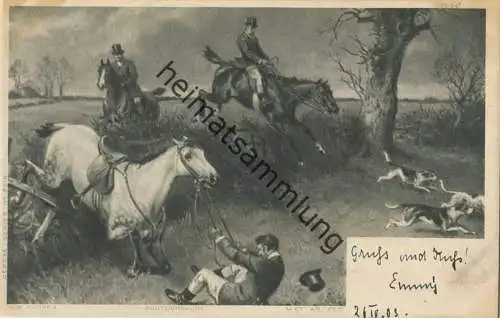 Jagdszene - Künstlerkarte A. W. Cooper - Serie No. 6014 - beschrieben 1903