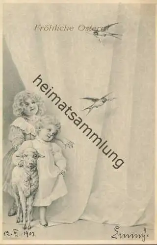 Fröhliche Ostern - Künstlerkarte signiert R. R. v. Wichera - beschrieben 1903 - M.M. Vienne Nr. 138