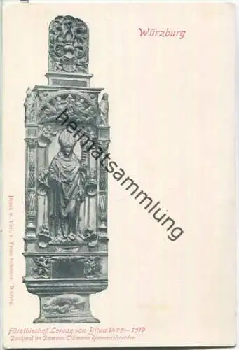 Würzburg - Fürstbischof Lorenz von Bibra - Denkmal im Dom - Verlag Franz Scheiner Würzburg