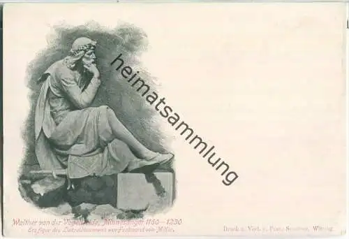 Würzburg - Walther von der Vogelweide - Erzfigur des Luitpoldbrunnens - Verlag Franz Scheiner Würzburg