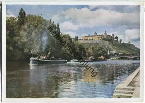 Würzburg - Maininsel mit Festung - Schiff