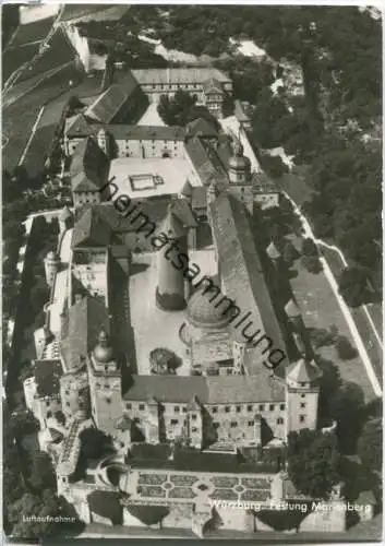 Würzburg - Festung Marienberg - Luftaufnahme - Foto-Ansichtskarte Großformat