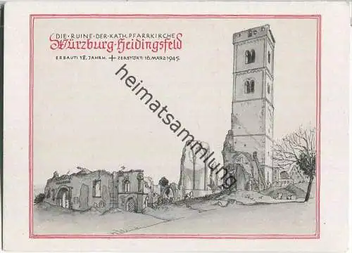 Würzburg - Kath. Pfarrkirche Heidingsfeld - zerstört 1945 - Verlag Ferdinand Schöningh Würzburg