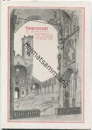Würzburg - Der Dom vor dem Einsturz 1946 - Verlag Ferdinand Schöningh Würzburg - Ansichtskarte Großformat