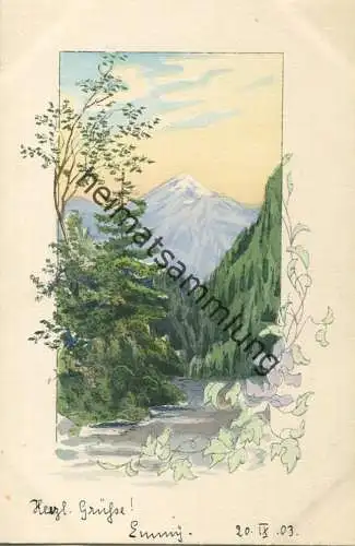 Berg und Tal - Aquarell - Künstlerkarte - Art nouveau - D.T.C.,L. Serie 202 No. 2 - beschrieben 1903
