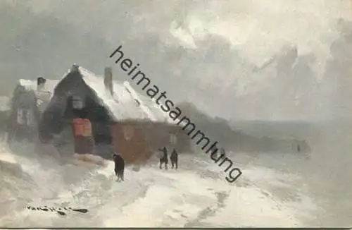 Dorf im Schnee - Künstlerkarte signiert - M. M. Vienne Nr. 197 Rückseite beschrieben 1906