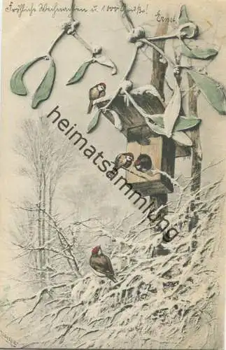 Winterlandschaft - Künstlerkarte signiert Döcker - M.M. Vienne Nr. 117 gel. 1902