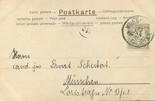 Lueg in' s Land - Künstlerkarte signiert Ferdinand Spiegel - Lith. Anst. Hubert Köhler München gel. 1903