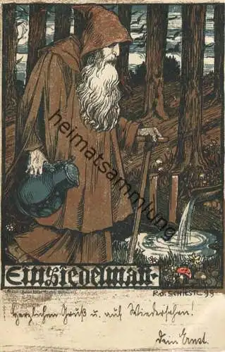 Einsiedelmann - Künstlerkarte signiert Rudolf Schiestl 99 - Lith. Anst. Hubert Köhler München gel. 1903