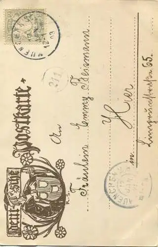 Einsiedelmann - Künstlerkarte signiert Rudolf Schiestl 99 - Lith. Anst. Hubert Köhler München gel. 1903