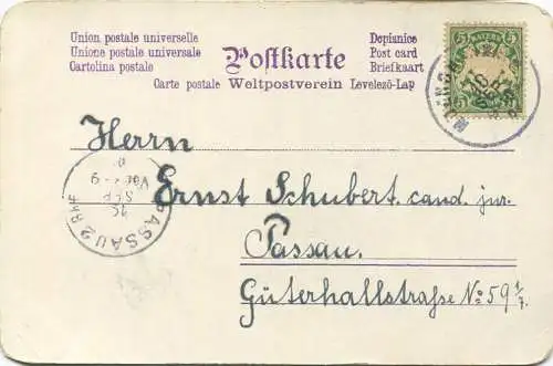 Abendstimmung am See - Künstlerkarte signiert Morten Müller gel. 1902