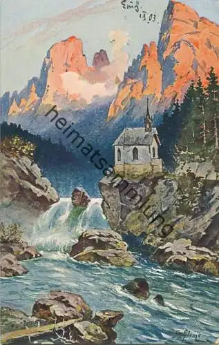 Kapelle auf dem Felsen - Künstlerkarte signiert Schlemo - beschrieben 1903