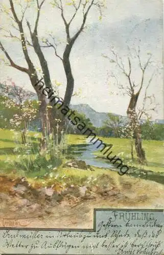 Frühling - Künstlerkarte Heinrich Wertheim gel. 1902