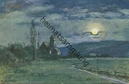 Nacht - Vollmond - Künstlerkarte signiert Splitgerber jun. - gel. 1902
