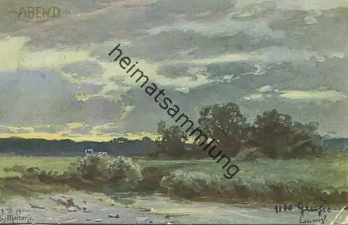 Abend - Abendstimmung - Künstlerkarte signiert Splitgerber jun. - gel. 1902