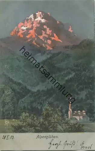 Alpenglühen - Künstlerkarte - beschrieben 1903