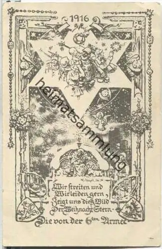 Künstlerkarte für die Kameraden der 6. Armee - die bayer. Kartenfelddruckerei - Feldpost