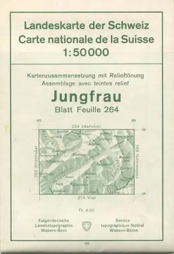 Schweiz - Landeskarte der Schweiz 1:50 000 - Jungfrau Blatt 264 - Eidgenössische Landestopographie Bern 1966 - mit Relie