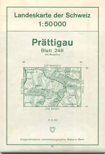 Schweiz - Landeskarte der Schweiz 1:50 000 - Prättigau Blatt 248 - Eidgenössische Landestopographie Wabern-Bern 1967 - m