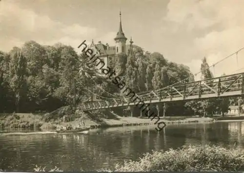 Grimma - Gattersburg und Hängebrücke über die Mulde - Foto-AK Grossformat - Verlag VEB Bild und Heimat Reichenbach
