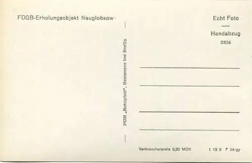 Neuglobsow - FDGB-Erholungsobjekt - Foto-AK 60er Jahre - Verlag PGH Rotophot Bestensee