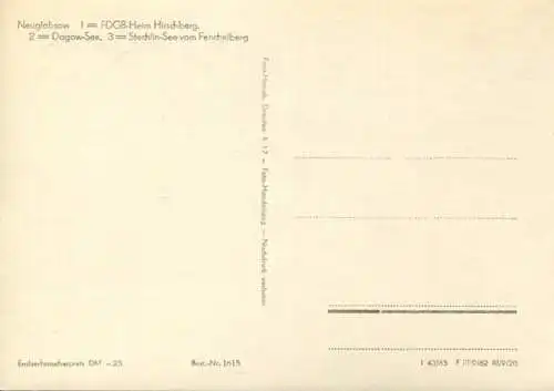 Neuglobsow - FDGB-Heim Hirschberg - Foto-AK Grossformat 60er Jahre - Verlag Foto-Hanich Dresden