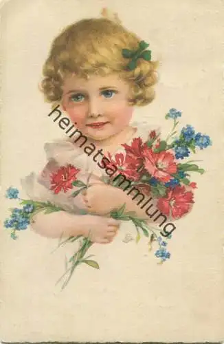 Mädchen mit Blumen - Künstlerkarte - gel. 1928