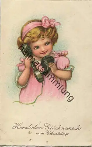 Mädchen am Telefon - Künstlerkarte gel.
