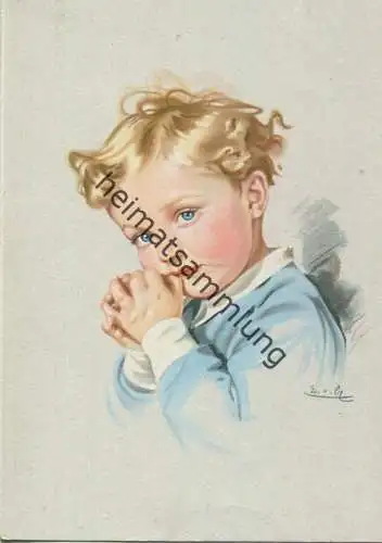 kleiner Junge - Künstlerkarte signiert E. v. Gulitz - AK Großformat 1949 - Bernhard Sporn Kunstverlag Zeulenroda