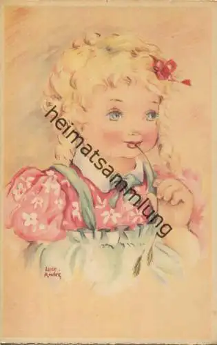 Mädchen-Portrait - Künstlerkarte signiert Luce Andre - Editions Superluxe-Paris