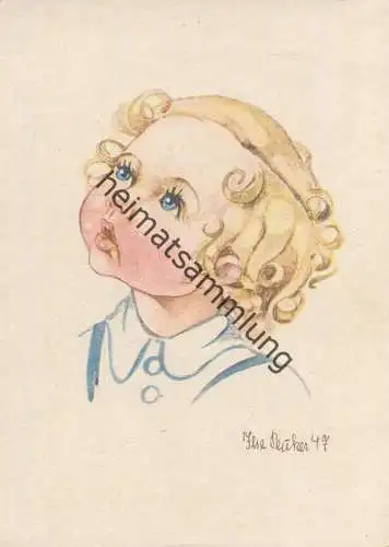 Mädchen - AK Großformat 1947  - Künstlerkarte signiert Ilse Peuker