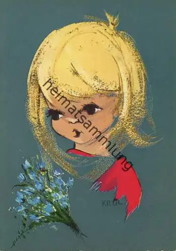 Mädchen - AK Großformat 50er Jahre  - Künstlerkarte signiert KROL