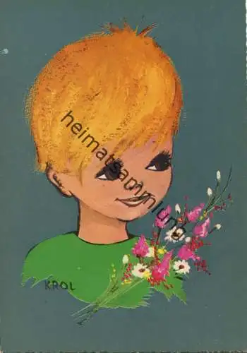 Mädchen - AK Großformat 50er Jahre  - Künstlerkarte signiert KROL