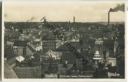 Chemnitz - Blick vom Neuen Rathausturm - Foto-Ansichtskarte - Verlag Emil Neubert Chemnitz